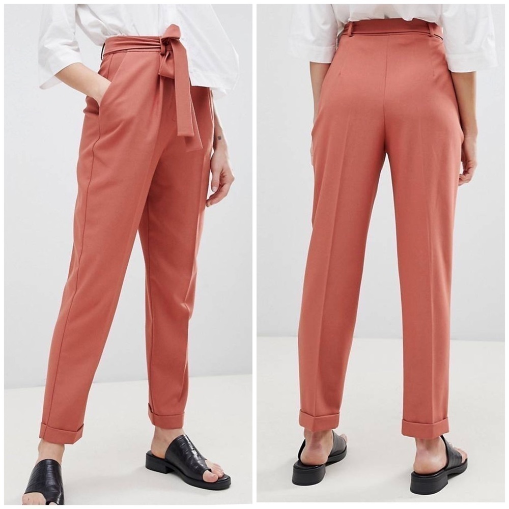 Asos DESIGN Woven Peg Pants with Obi Tie - Size 4